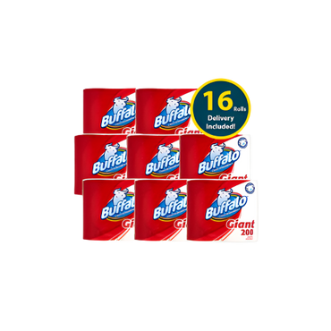 Buffalo Giant 2-Ply Kitchen Towels – 8 Twin Packs of Extra-Large Rolls with Delivery Included